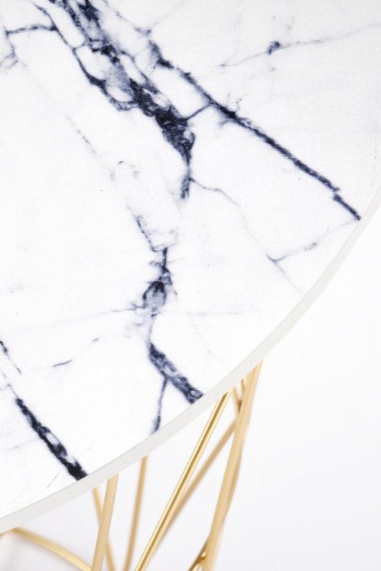 Konferenčný stolík HARISSA — kov, zlatá / biela