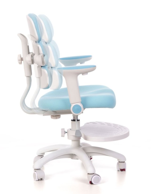 Detská rastúca stolička GRIDDY — látka, biela / modrá