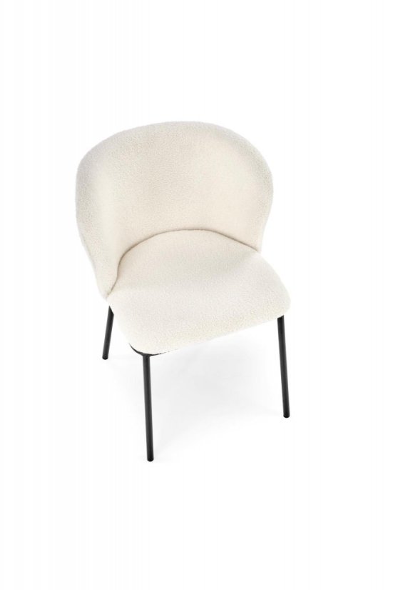 Jedálenská stolička PEKORA — kov, látka, biela