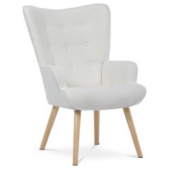 Relaxačné kreslo ušiak PARIS – masív, látka, biela