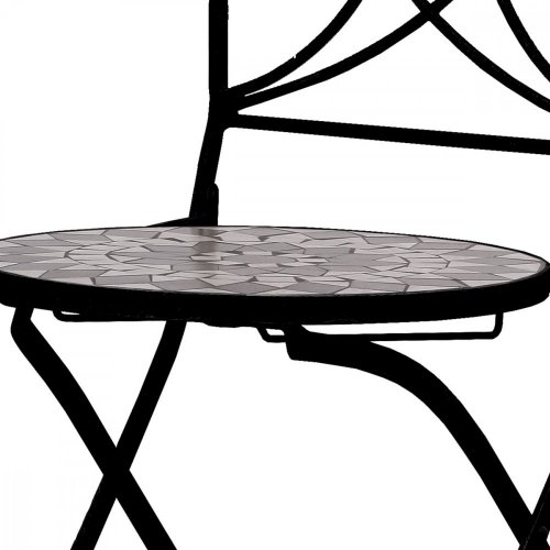 Zahradní židle s mozaikou LUNGI 2 ks —  keramická mozaika, kov, černý lak