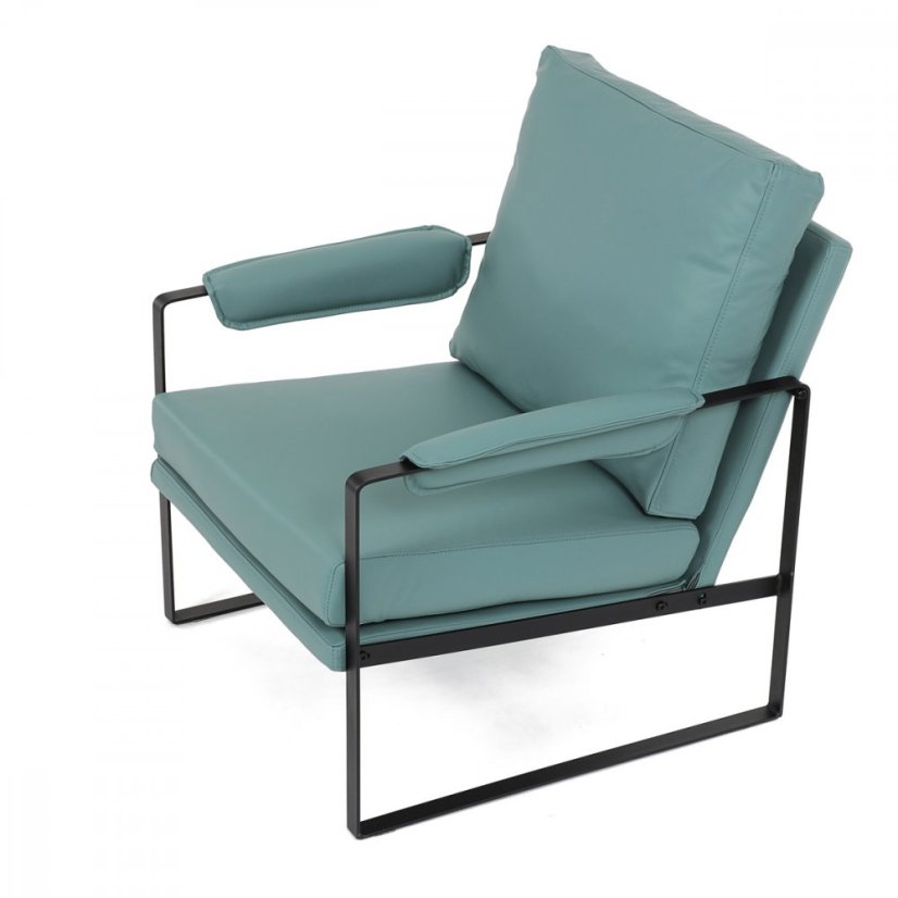 Dizajnové kreslo TUVIN — kov, ekokoža, modrá