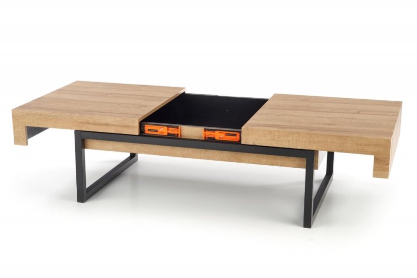 Konferenční rozkládací stolek CLARA — dekor dub, kov Halmar