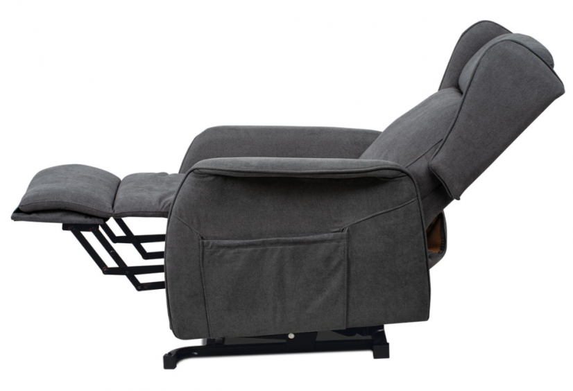 TV křeslo ušák SANDUR s elektrickým polohováním — šedá látka, kov Autronic
