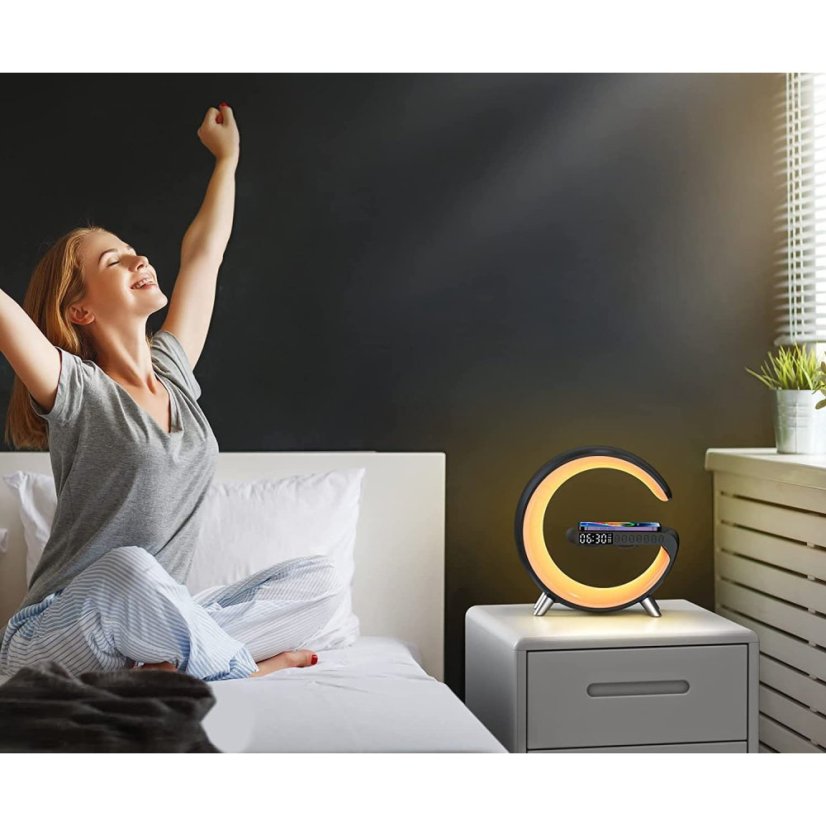 Chytrá stolní lampa G-LITE INSPIRE - bezdrátové nabíjení mobilu, černá