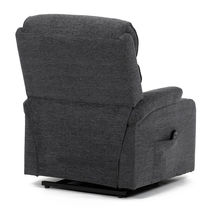 Relaxační křeslo s elektrickým polohováním HOMER - látka, šedá