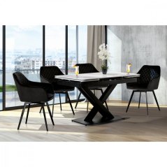 Jedálenské otočné kresielko YELD — kov, látka, čierna