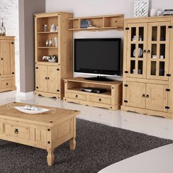 TV stolek se dvěma zásuvkami MOA — masiv borovice
