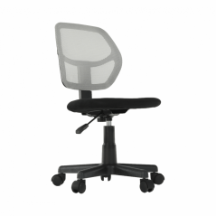 Detská otočná stolička na kolieskach MESH – plast, bez podrúčok, šedá / čierna