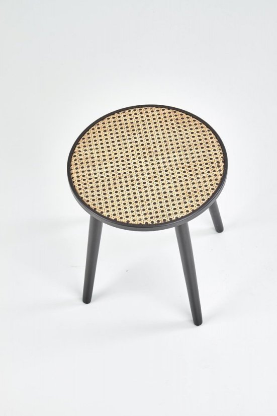 Konferenčný stolík JAKARTA –⁠ kov/drevo, čierna/ratan