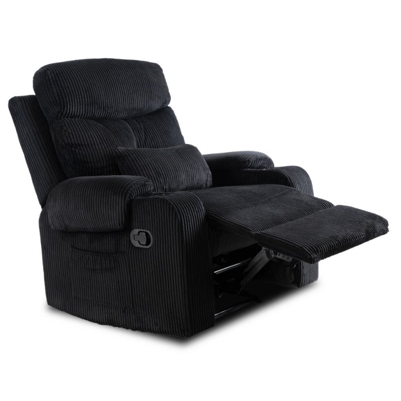 Štýlové kreslo TORRES z čierneho manšestru s držiakom na poháre