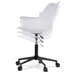 Kancelárska stolička NIDORA — plast, ekokoža, oceľ, čierna / biela