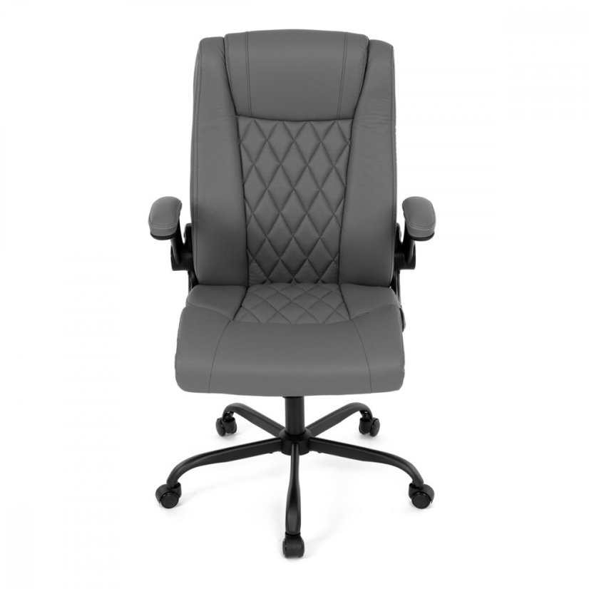 Kancelárske kreslo CYRUS — kov, ekokoža, siva