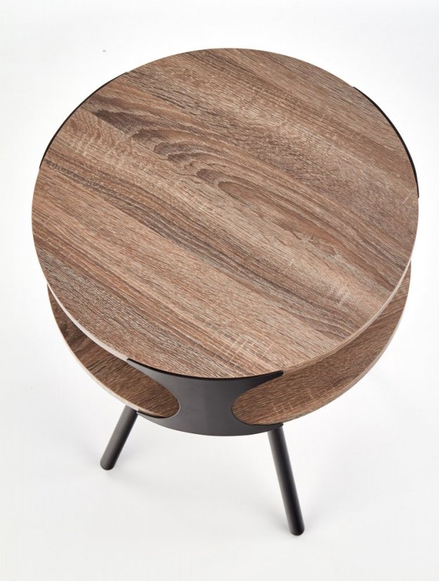 Konferenčný stolík KIRBY — dub sonoma tmavý / čierna