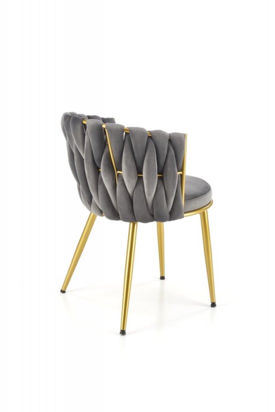 Jedálenské kreslo RIOLA — oceľ, látka, zlatá / šedá