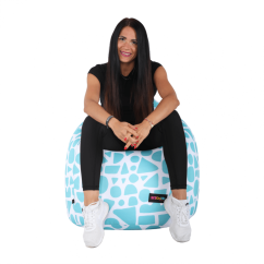 Sedací vak TELDIN —75x75x110, látka, tyrkysová / biela