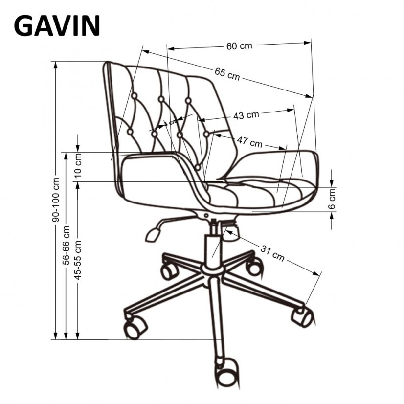 Kancelářské křeslo GAVIN — kov, ekokůže, černá / ořech Halmar