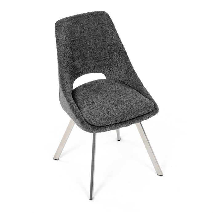 Elegantní šedá jídelní židle RINA s broušenými kovovými nohami (vzorek z prodejny)