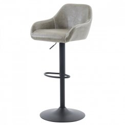 Barová židle BRIO — kov, ekokůže, šedá