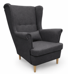 Křeslo ušák VISBY – masiv, látka, šedá Kupžidle