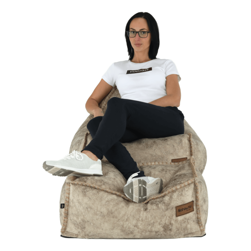 Sedací vak s taburetom FOLAN — béžovohnedá