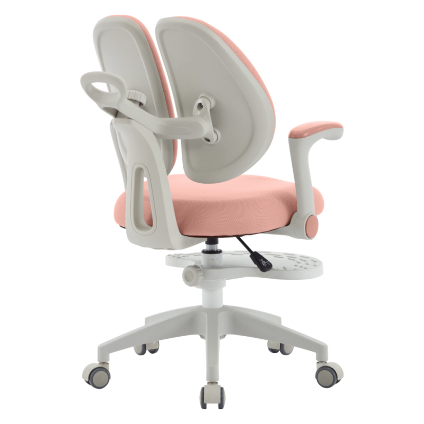 Detská rastúca stolička s podnožkou GLIDE — sieťovina, sivý plast, ružová