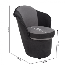 Designové křeslo PERSI s úložným prostorem — látka, šedá Kondela