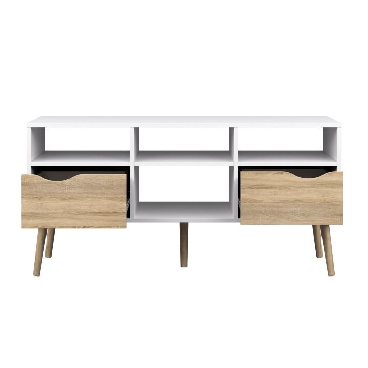 TV stolek OSLO — 117,1x39,10x56,90, dub sonoma, bílá Kondela