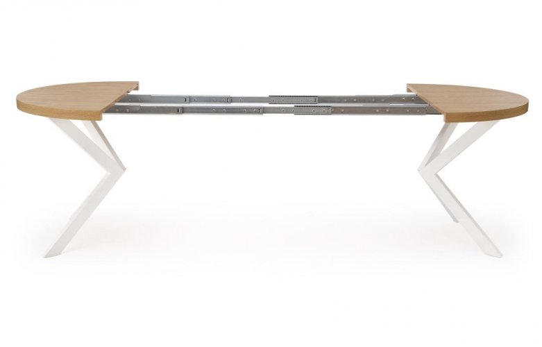 Jídelní kulatý rozkládací stůl PERONI –⁠ 100x100x75 (+150) dřevo, zlatý dub, bílá