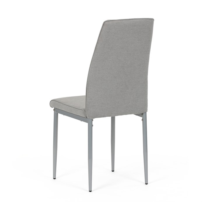 Jedálenská stolička LENA s sivým poťahom a šedými kovovými nohami