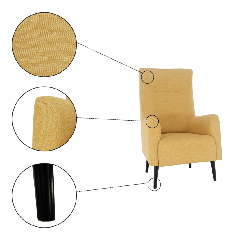 Křeslo ušák SAMY — masiv, látka, více barev