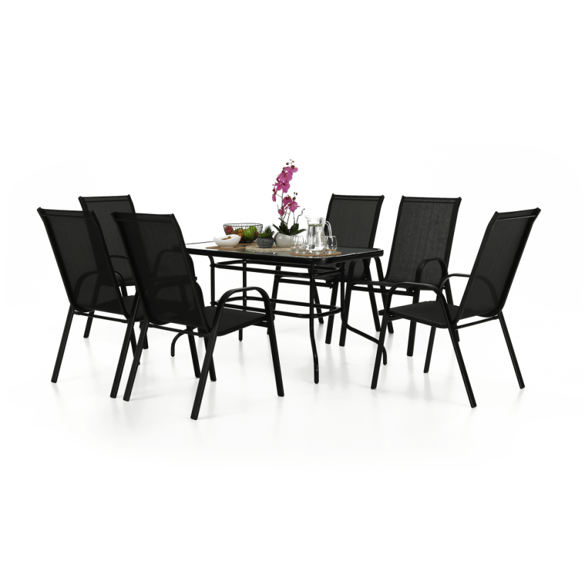 Zahradní židle ALDERA — kov, látka, tmavě šedá Kondela