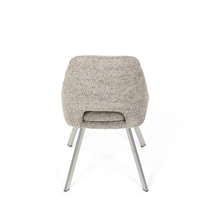 Elegantná lanýžová jedálenská stolička RINA Bouclé s nerez nohami