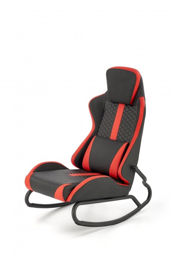 Herní houpací křeslo GAMER — PU kůže, černá / červená
