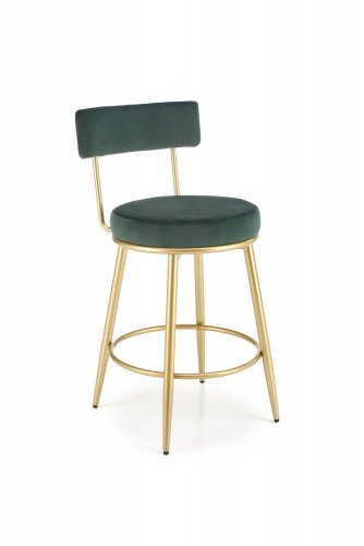 Barová stolička LUCIAN — kov, látka, zlatá / zelená