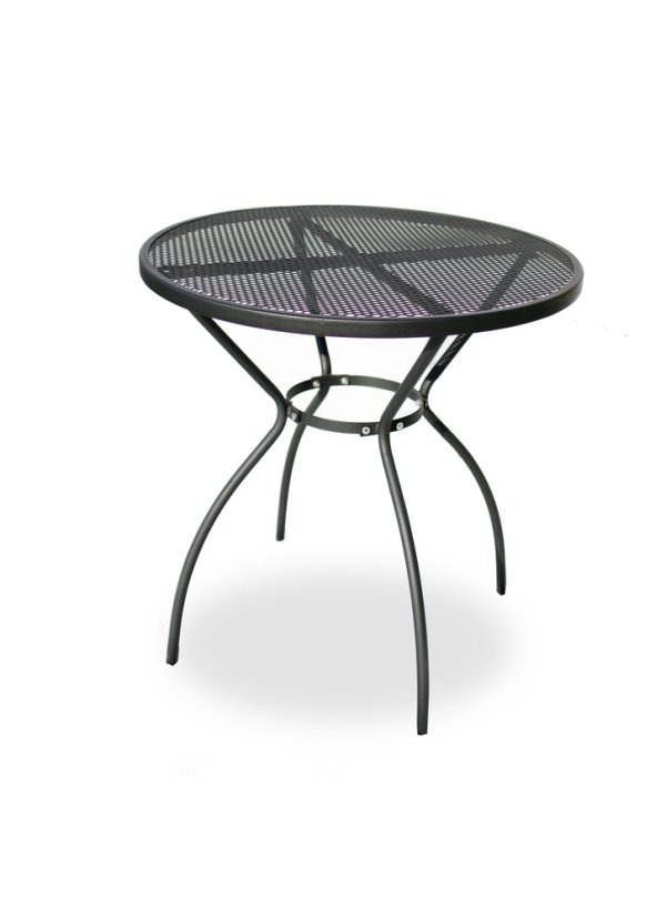 Zahradní kulatý stůl ANTILA — kov, černá, průměr 70 cm