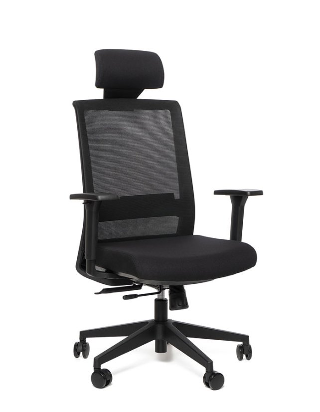 Kancelárska ergonomická stolička Sego RESERVE — sieť/látka, čierna