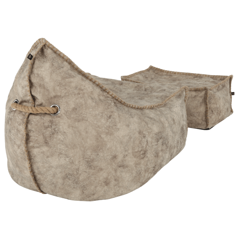 Sedací vak s taburetom FOLAN — béžovohnedá