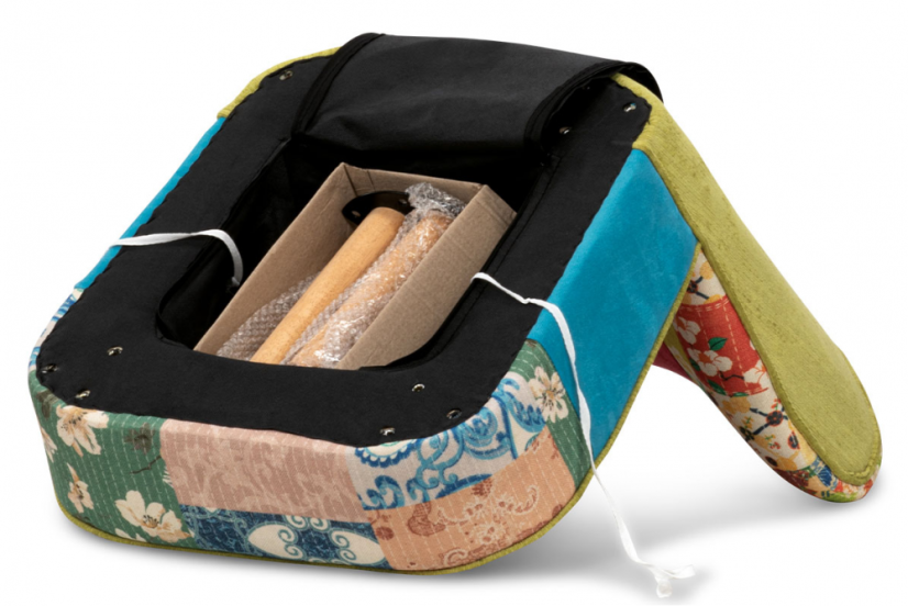 Francouzské křesílko TIMIS - masiv kaučukovník, patchwork