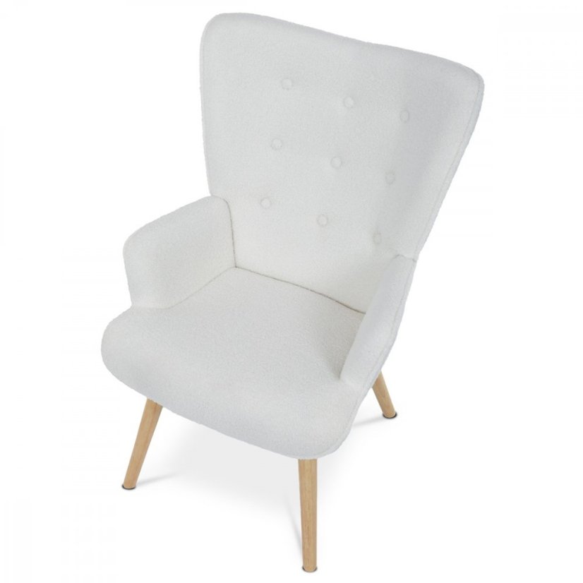 Relaxační křeslo ušák PARIS – masiv, látka, bílá Autronic