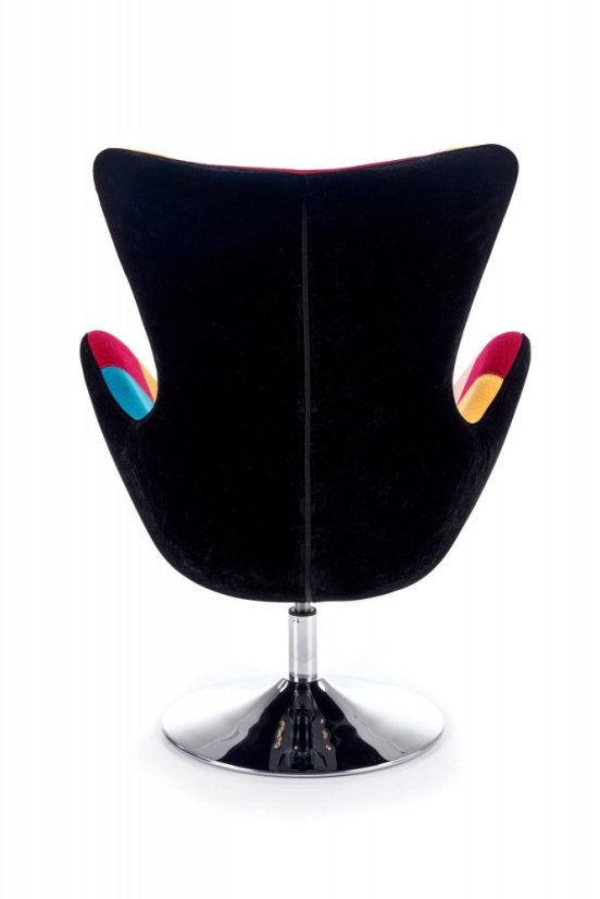 Relaxační designové křeslo BUTTERFLY — kov, patchwork Halmar