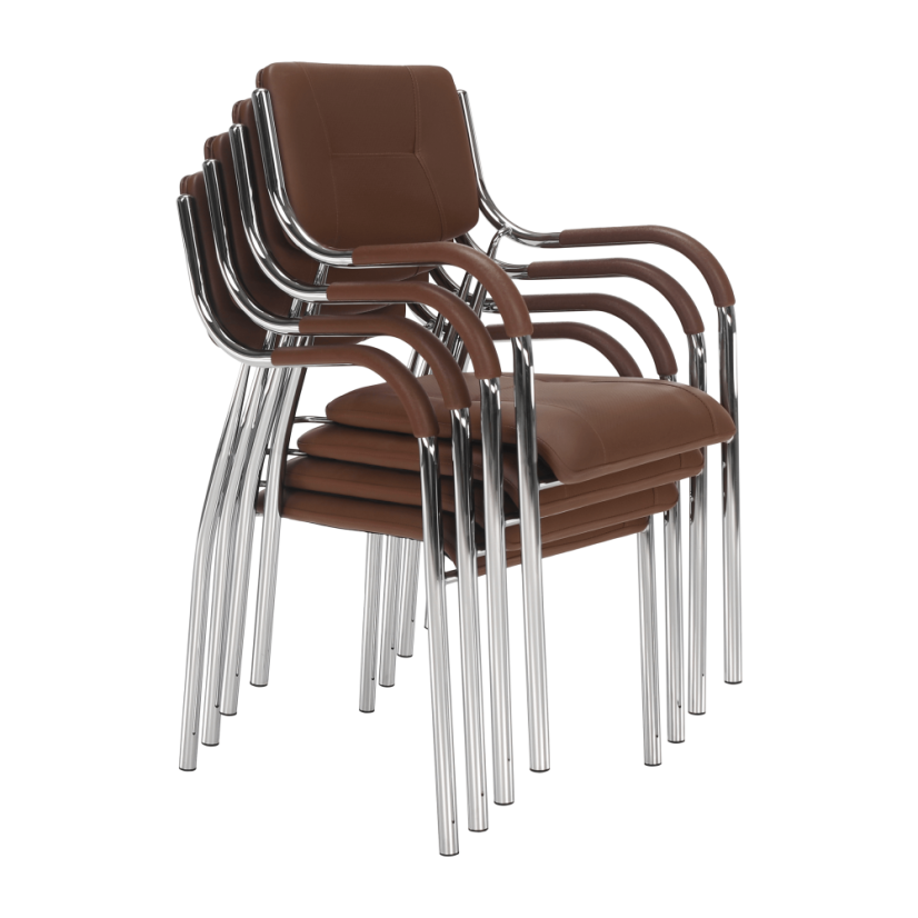 Konferenčná stolička ILHAM — kov, ekokoža, hnedá