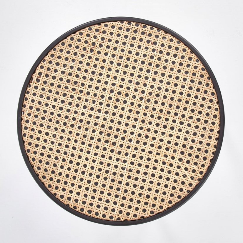 Konferenčný stolík JAKARTA –⁠ kov/drevo, čierna/ratan