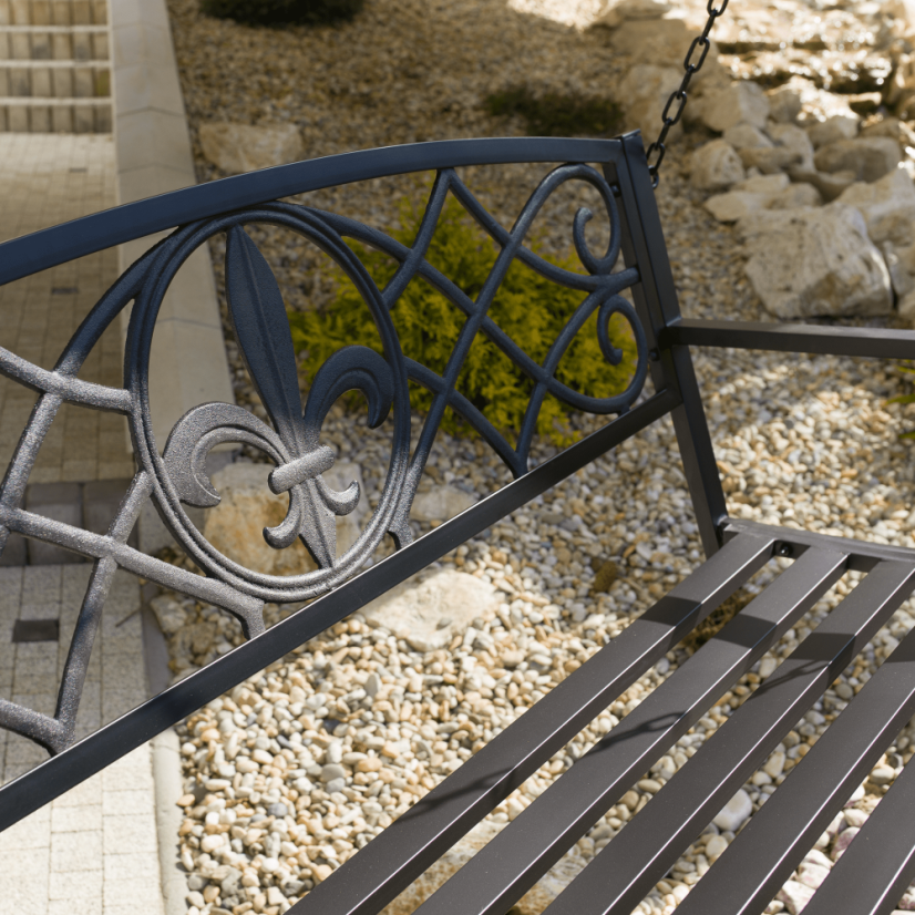 Zahradní houpačka ABEA — ocel, černá Kondela