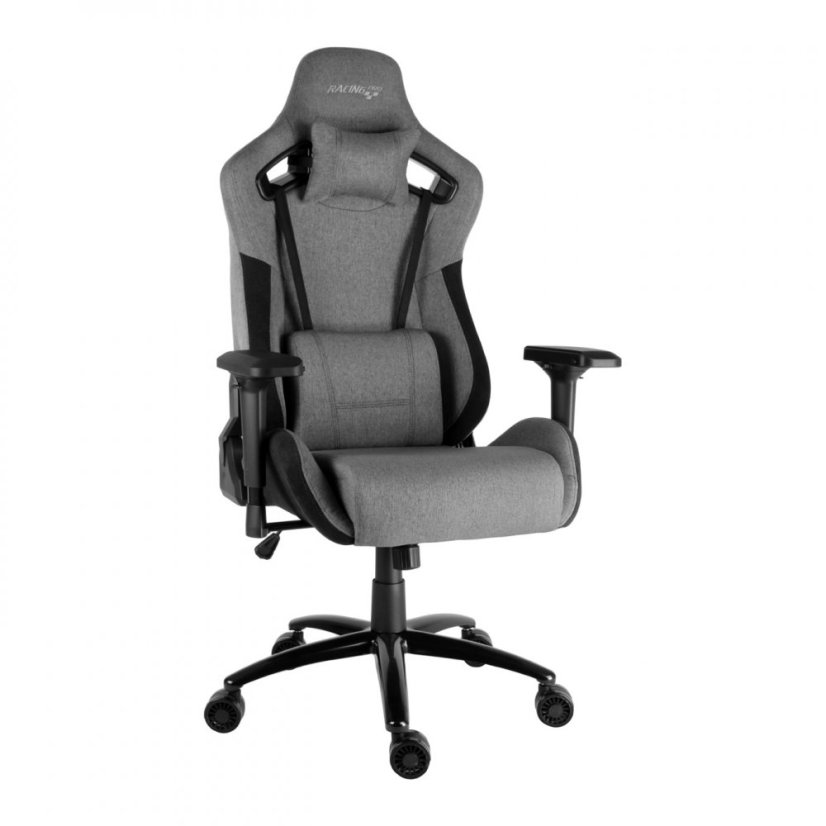 Herní židle IRON XXL — látka, černá / šedá, nosnost 140 kg