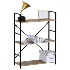 Regál VERSA I — čierna/ dekor dub