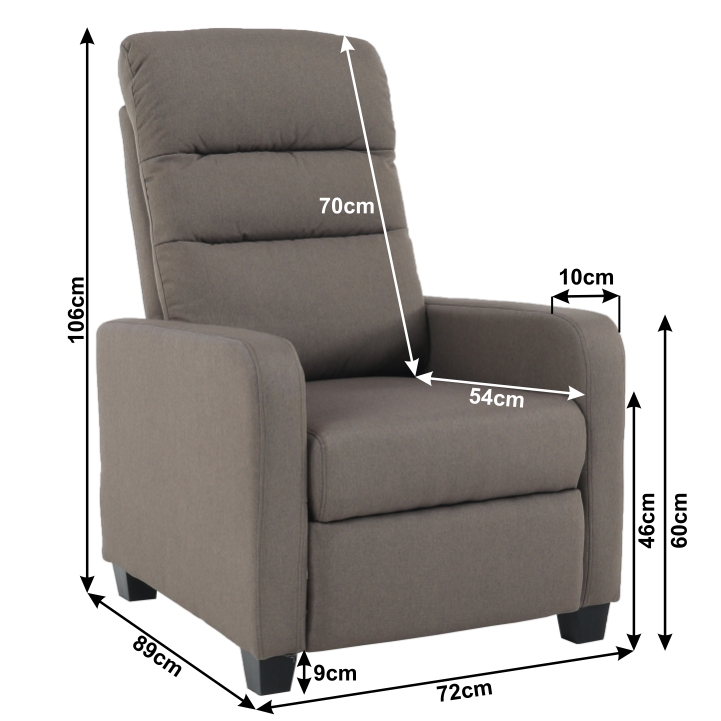 Polohovací relaxační křeslo TURNER — látka, hnědá Kondela