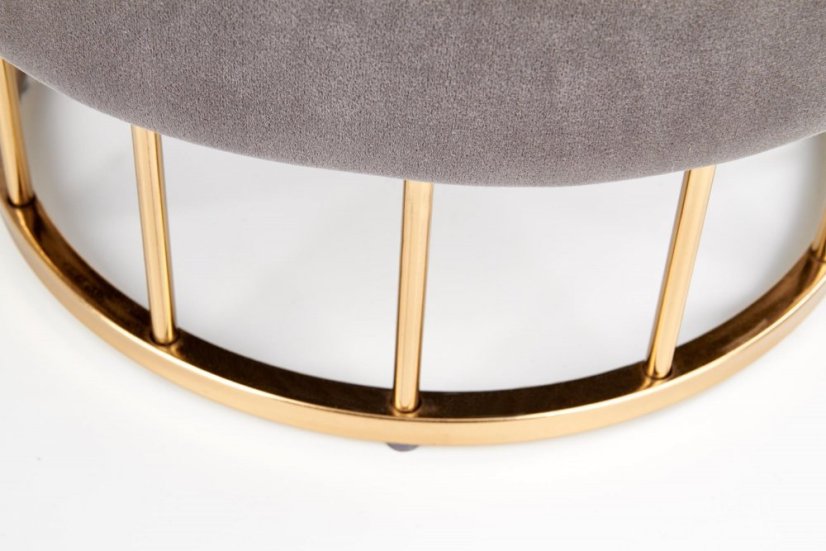 Sedací taburet s úložným priestorom MINTY — kov, látka, sivá