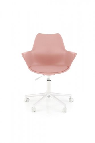 Kancelárska otočná stolička GASLY — plast, ekokoža, oceľ, biela / ružová