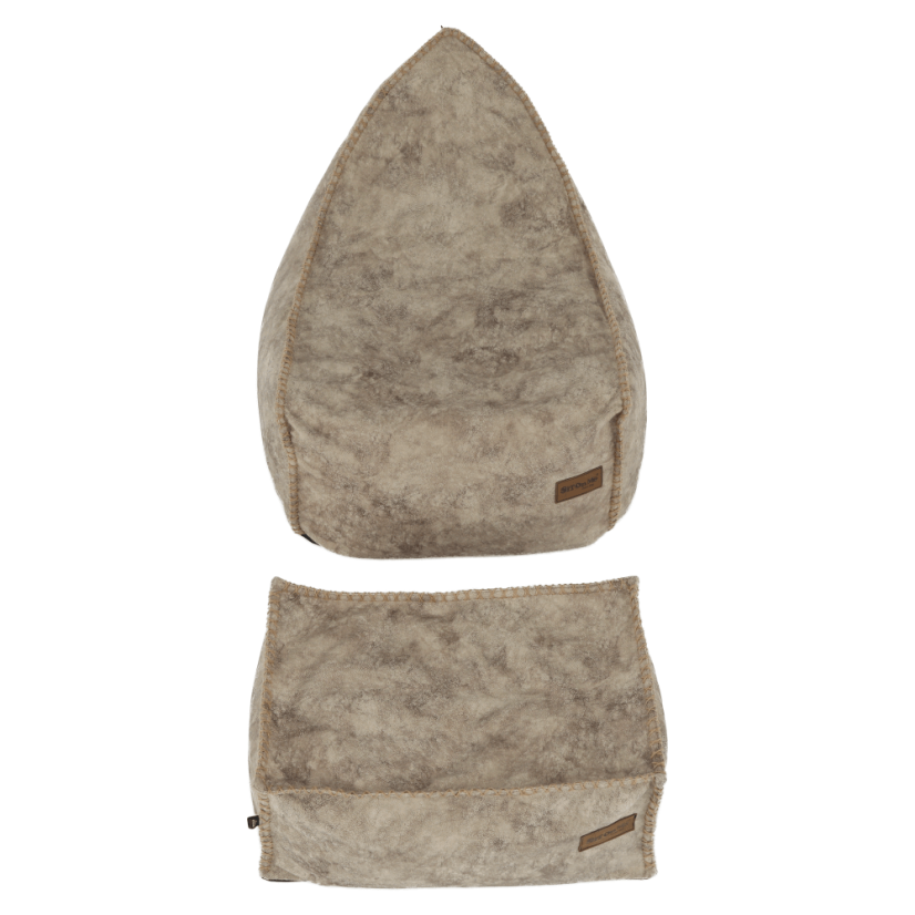 Sedací vak s taburetom FOLAN — béžovohnedá